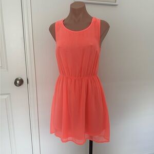 Divided Coral Sleeveless Midi Dress